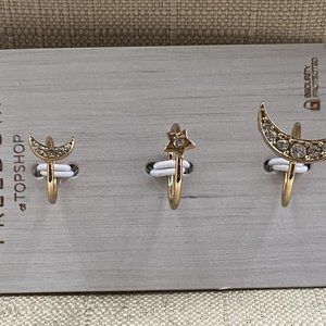 Topshop Freedom Rings Gold Tone Fashion Jewelry Ring Set Of 3